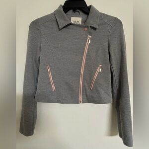 Thread & Supply Gray Blazer with Pink Zipper Accents